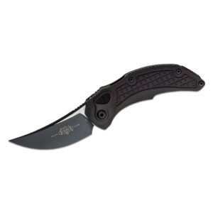 MICROTECH BASTINELLI CREATIONS BRACHIAL TACTICAL AUTO FOLDING KNIFE 3.5" BLACK TRAILING BLADE MILLED BLACK ALUMINUM HANDLES